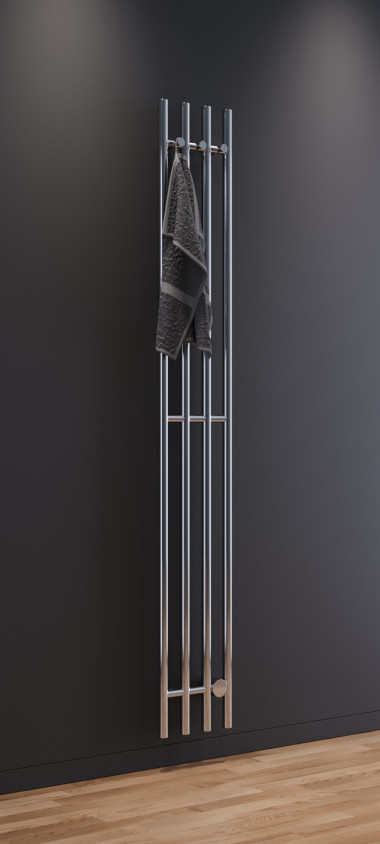 Вертикальный электрический полотенцесушитель Broner RAY V4 1800x256 electric хром &mdash; heating-style.ru