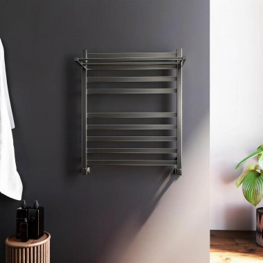 Полотенцесушитель водяной Grota Comfort с полкой 630x750 оружейная сталь &mdash; heating-style.ru