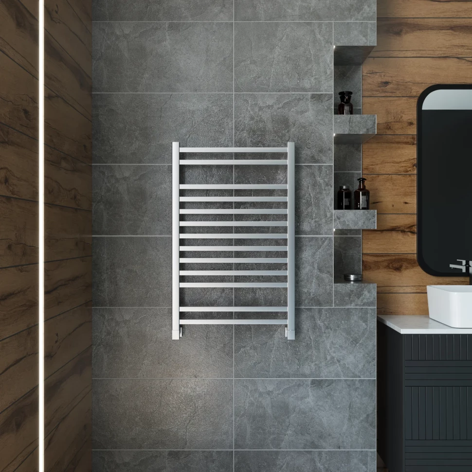 Полотенцесушитель водяной Grota Quadro 500х764 сатин код: hs-3156  фото 1 &mdash; heating-style.ru