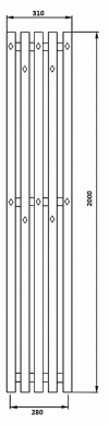 Полотенцесушитель вертикальный SECADO Сандриго 5К 2000х310 черный (водяной)  код: hs-3265  фото 4 &mdash; heating-style.ru
